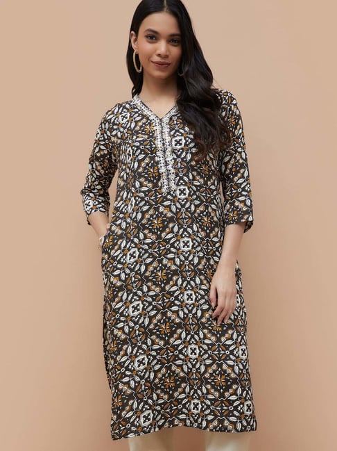 Melange By Lifestyle Black Regular Fit Printed Kurta-picture-31