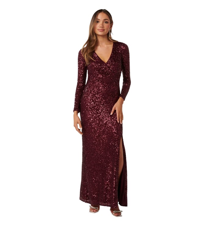 Forever New Laurie Petite Sequin Long Sleeve Gown