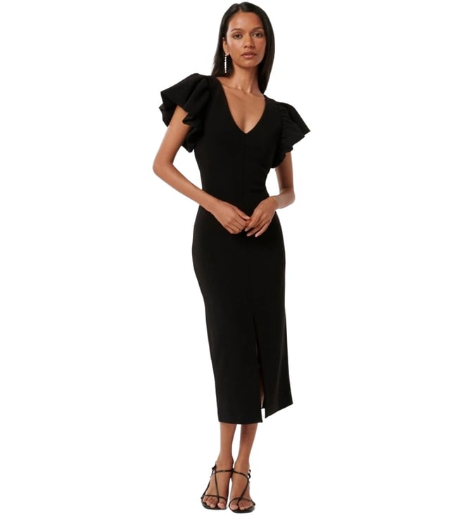 frill bodycon dress Halter Neck Open Back Ruched Bodycon Frill Dress  dripsen.com