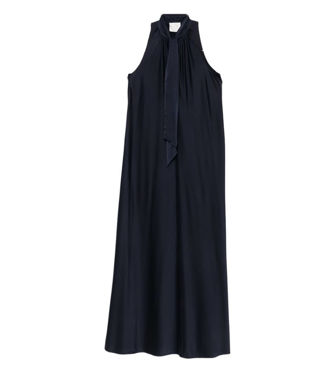 forte forte blue dress Forte Forte "Northern Light" Print Satin Dress Night Fall
