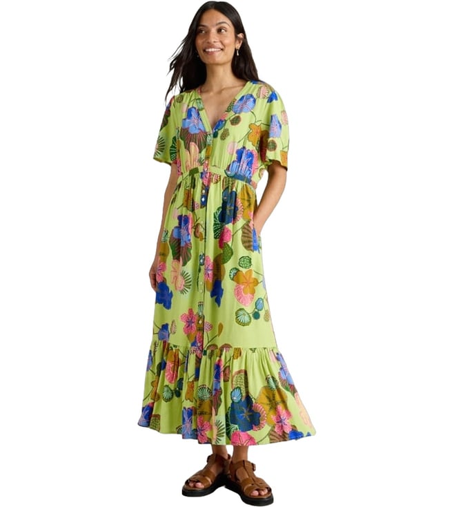 green emerald velvet dress White Stuff Womens Megan Jersey Dress 444339 Green Print