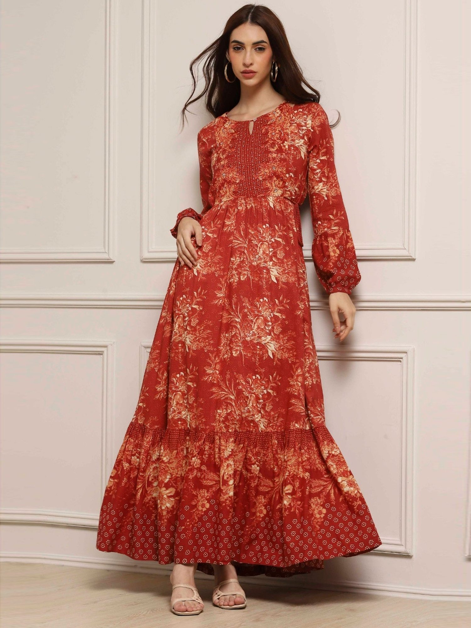 chinese dress ladies Biba Women's Viscose Blend Relaxed Maxi Dress (SPIOT2943SS25BEG_Beige main image 1