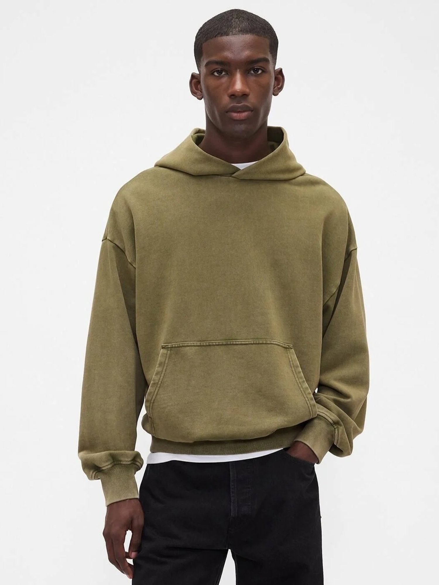 GAP Green Solid Relaxed Fit Long Sleeves Hoodie