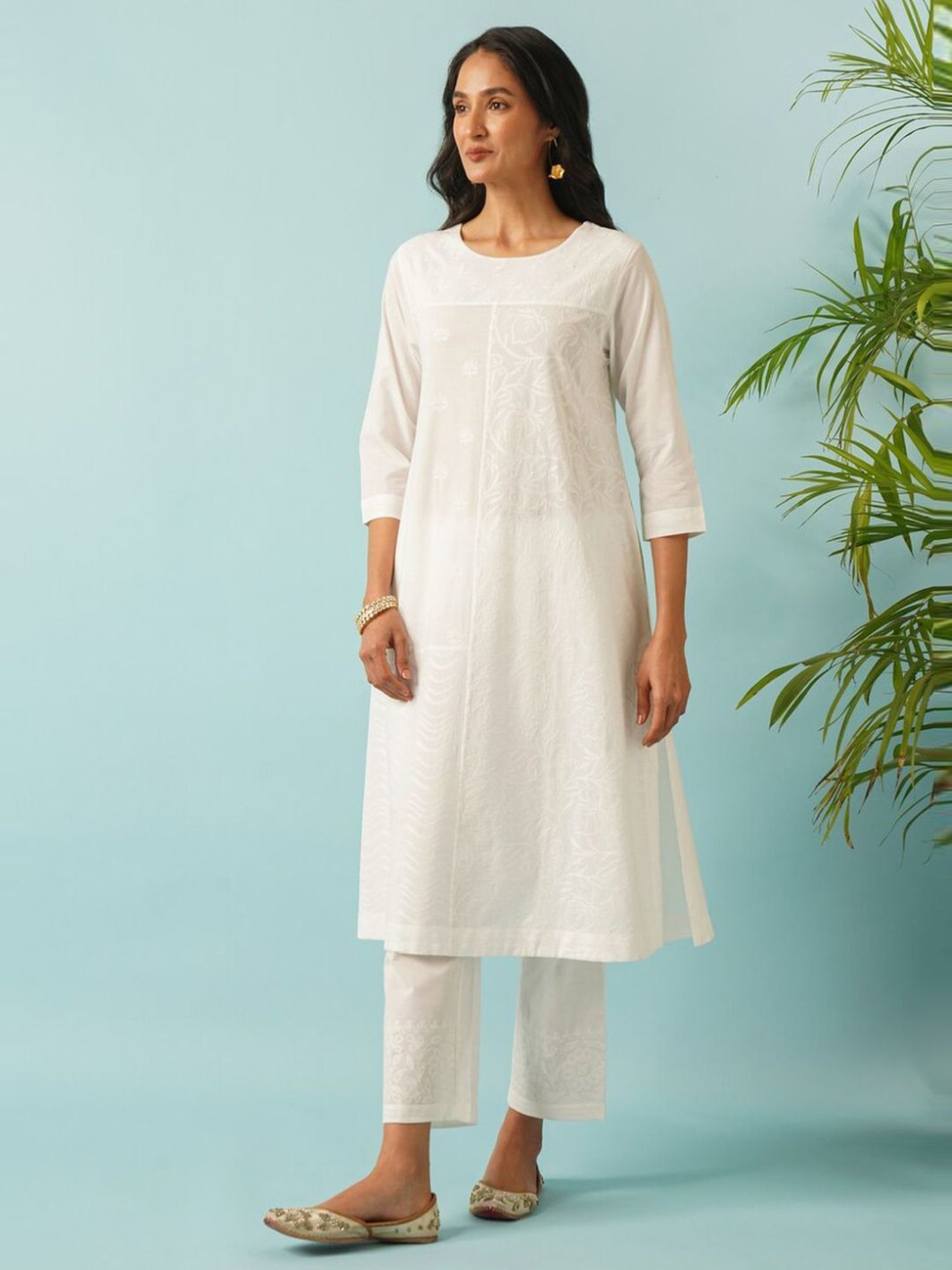 Jaypore White Regular Fit Palazzo