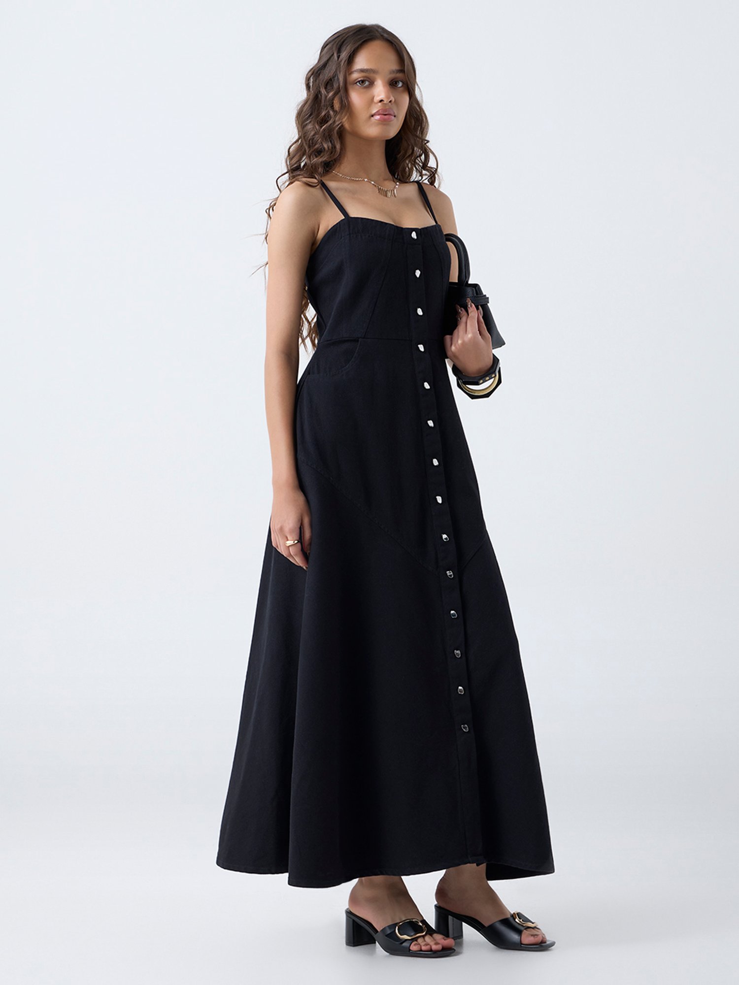 LOV by Westside Black Denim A-Line Dress