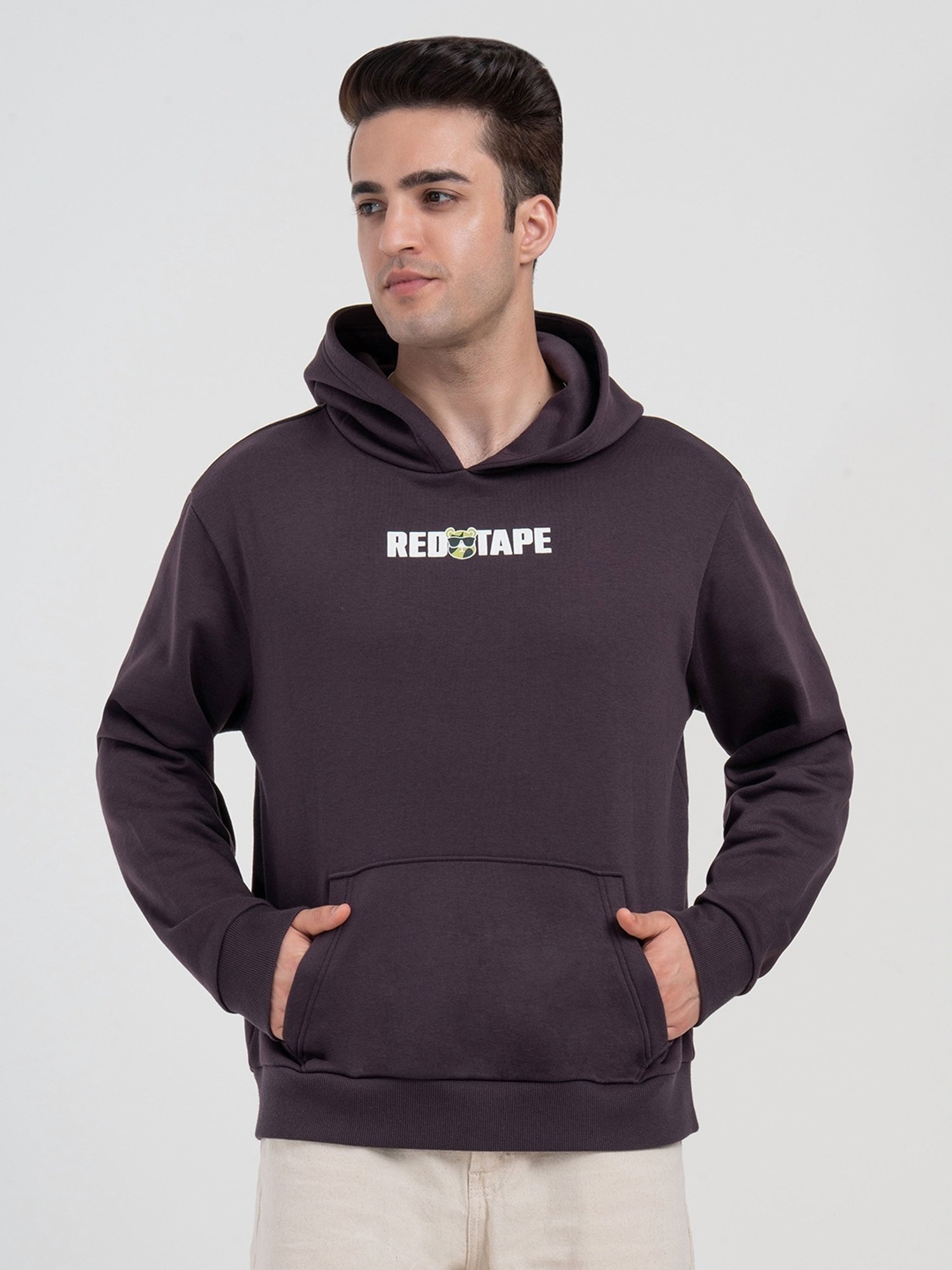 Red Tape Purple Graphic Logo Regular Fit Hoodie