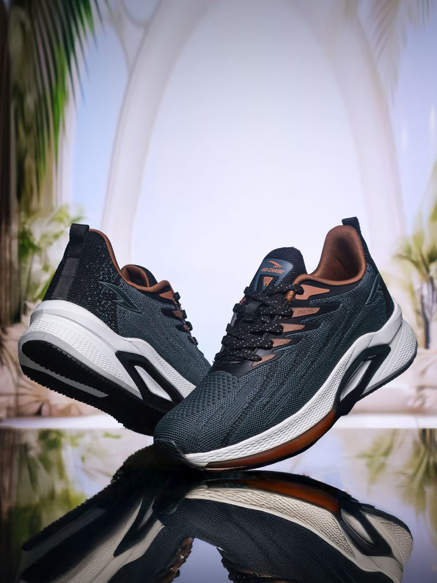 Buy Asian Men's POWERPLAY-31 Dark Grey & Black Running Shoes at