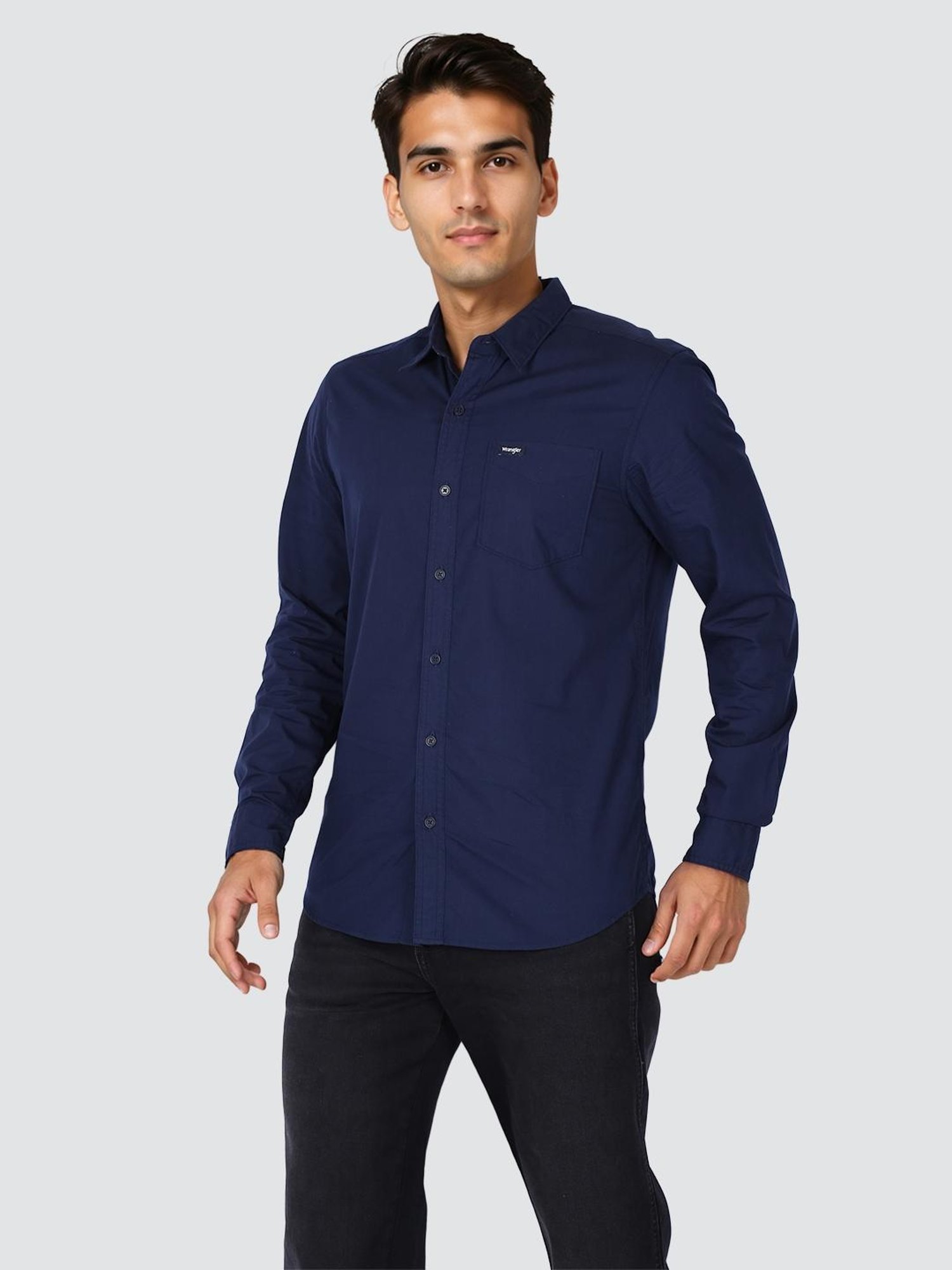 Regular Navy Regular Fit Solid Casual Shirts