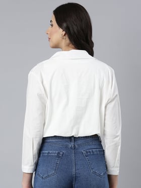 SHOWOFFFF Off White Regular Fit Top Comes With Attached Inner & Chain