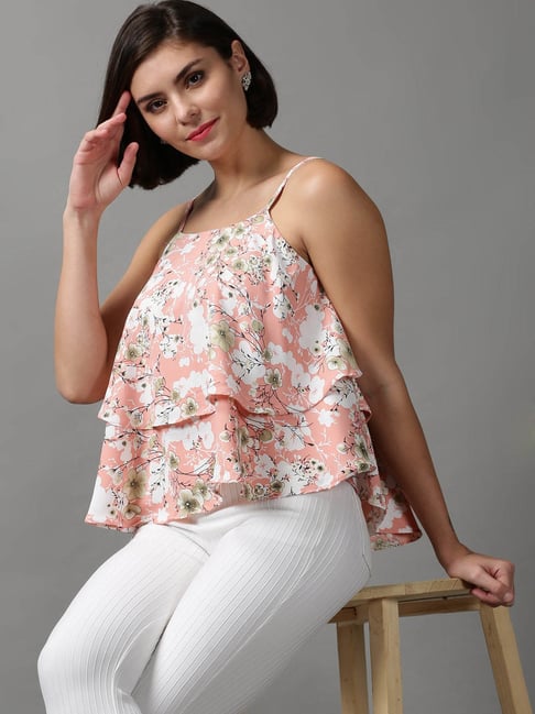 SHOWOFFFF Peach Printed Top-picture-47