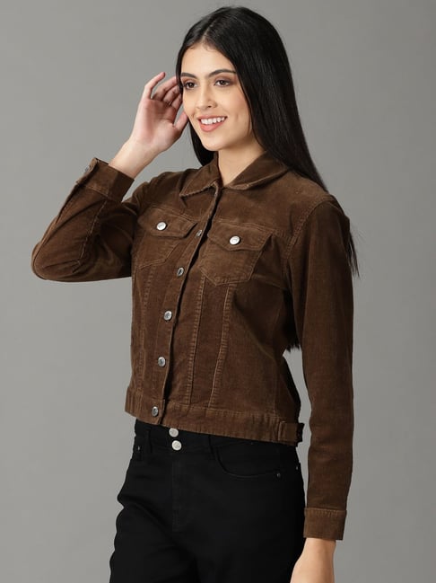 SHOWOFFFF Coffee Brown Denim Jacket