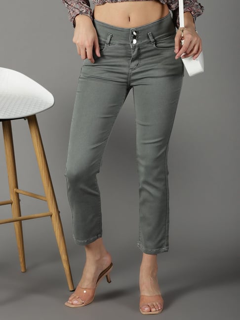 SHOWOFFFF Grey Regular Fit High Rise Jeans-picture-19