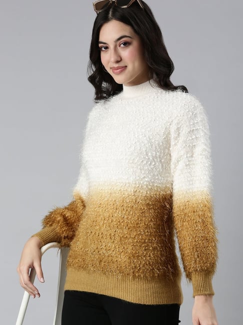SHOWOFFFF Mustard & White Regular Fit Pullover-picture-24