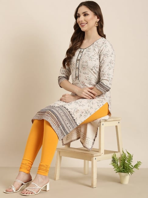 SHOWOFFFF Beige Floral Print Kurta-picture-38