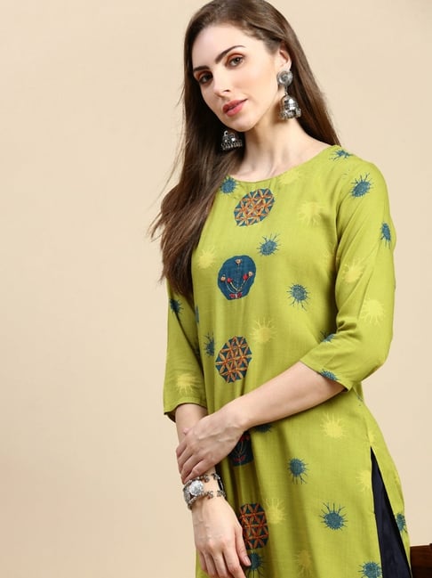 SHOWOFFFF Green Printed Kurta-picture-36