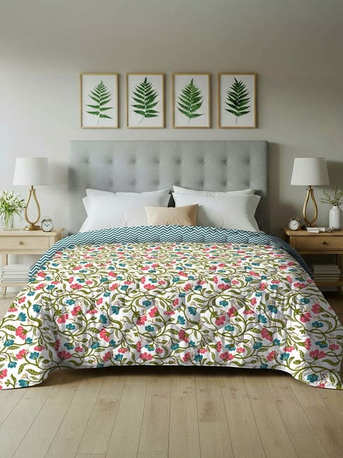 Urban Space Kashmir Pink & Blue Microfibre 300 GSM Ac Room Double Bed Blanket