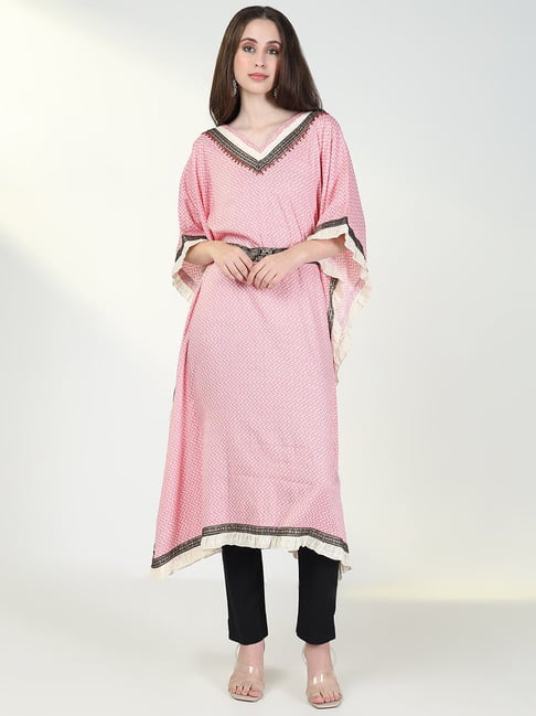SHOWOFFFF Pink Embellished Kaftan Kurta-picture-25