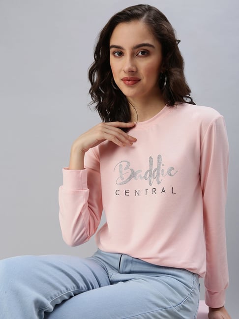 SHOWOFFFF Pink Cotton Sweatshirt-picture-45