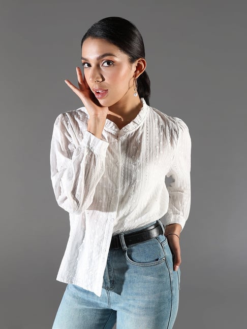 SHOWOFFFF Classic Women's White Solid Oversized Shirt-picture-19
