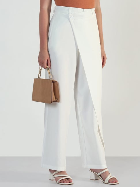 SHOWOFFFF White Straight Fit Trousers-picture-26