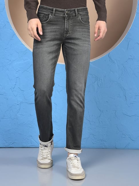 Crimsoune Club Olive Blended Solid Mid Rise Jeans-picture-17