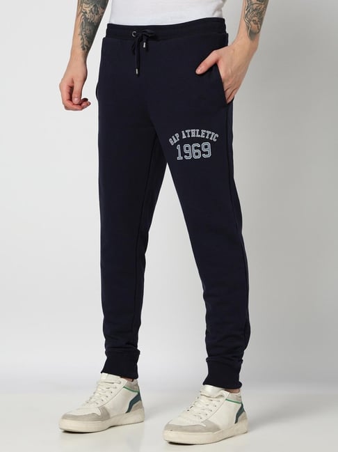 GAP Navy Blue Regular Fit Graphic Joggers-picture-10