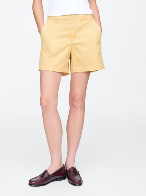 GAP Yellow Cotton Solid Shorts