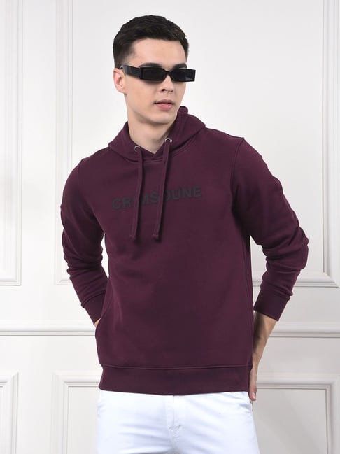 Crimsoune Club Red Blended Regular Fit Printed Hooded Sweatshirt-picture-27