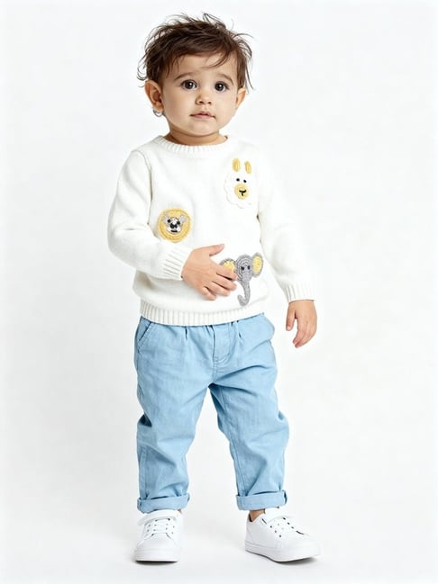 HOP Baby by Westside Off-White Animal Embroidered Sweater-picture-28