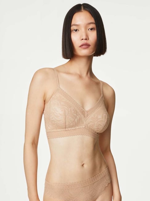 Marks & Spencer Beige Flexifit Lace Non Wired Bralette