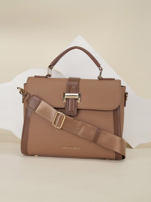 Van Heusen Brown Textured Medium Cross Body Bag