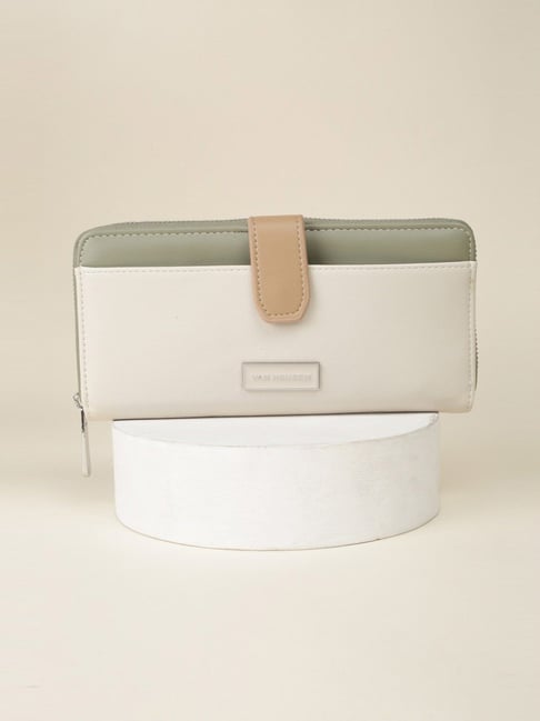 Van Heusen White Color Block Medium Wallet