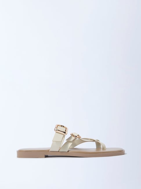 LUNA BLU by Westside Ivory Dual-Strap Buckled Slides-picture-11