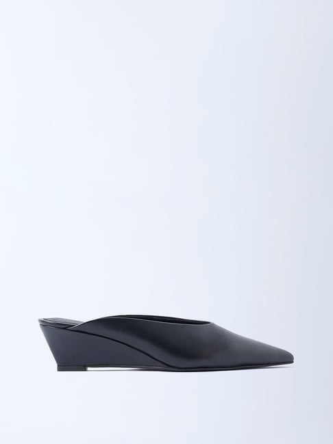 LUNA BLU by Westside Black Wedge-Heel Mules-picture-36