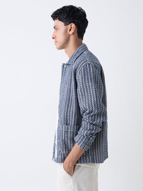 ETA by Westside Indigo Embroidered Relaxed-Fit Cotton Jacket-picture-32