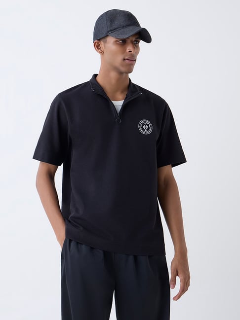 studiofit men Studiofit by Westside Black Relaxed-Fit Quarter Zip T-Shirt-picture-11