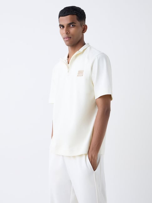 studiofit men Studiofit by Westside Off-White Relaxed-Fit Quarter Zip T-Shirt-picture-48