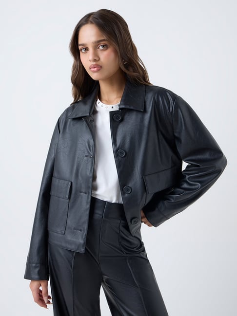 LOV by Westside Black Faux Leather Jacket-picture-42