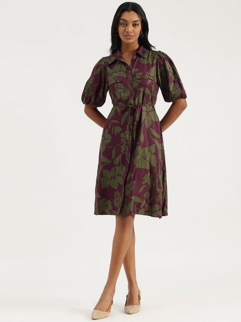 United Colors of Benetton Spread Collar Floral Stylised Short Shirt Dress-picture-13