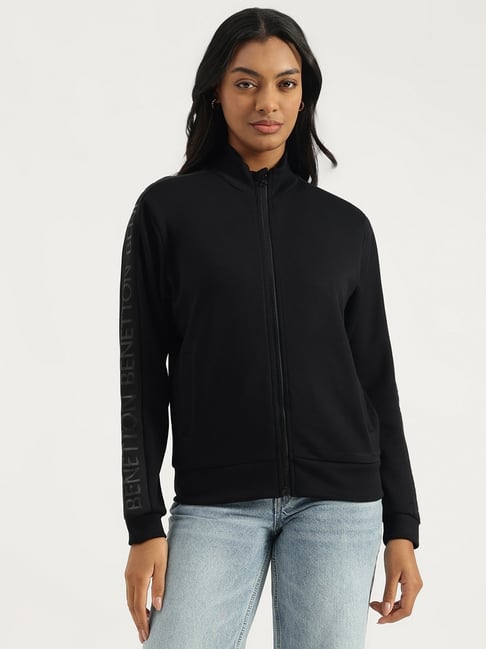 United Colors of Benetton Mock Neck Printed Branding Sweatshirt