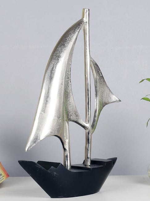 De Maison Decor Silver Aluminium Antique Dream Boat Large Raw-picture-25