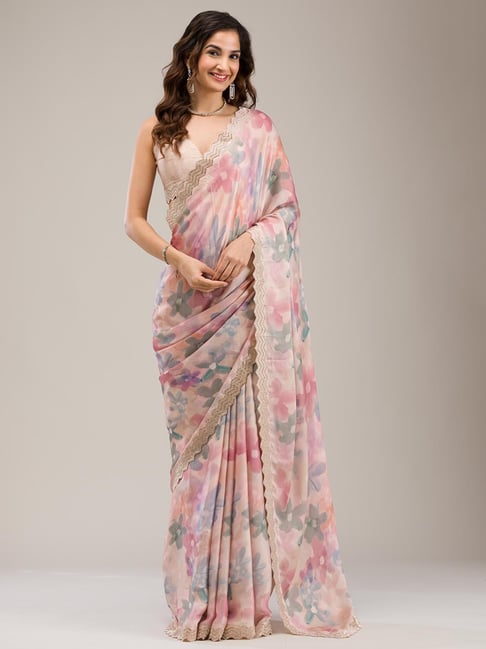 Koskii Beige Stonework Georgette Saree-picture-10