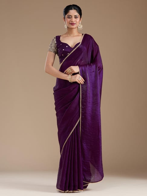 Koskii Purple Sequins Tissue Saree-picture-12