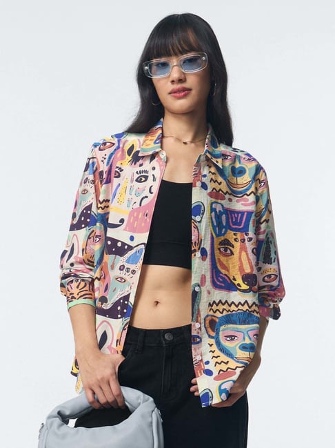 The Souled Store Multicolor Relaxed Fit Printed Shirt-picture-39