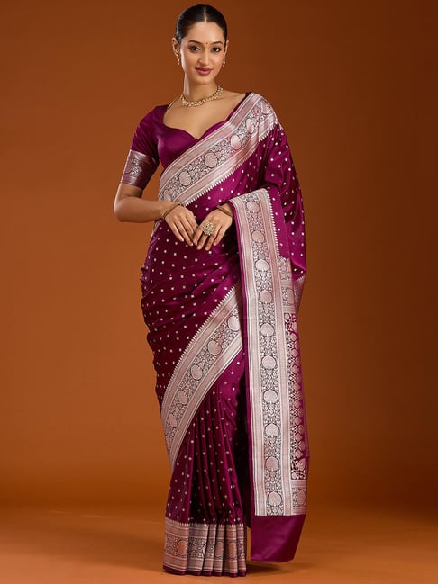 Koskii Purple Zariwork Satin Silk Saree-picture-11