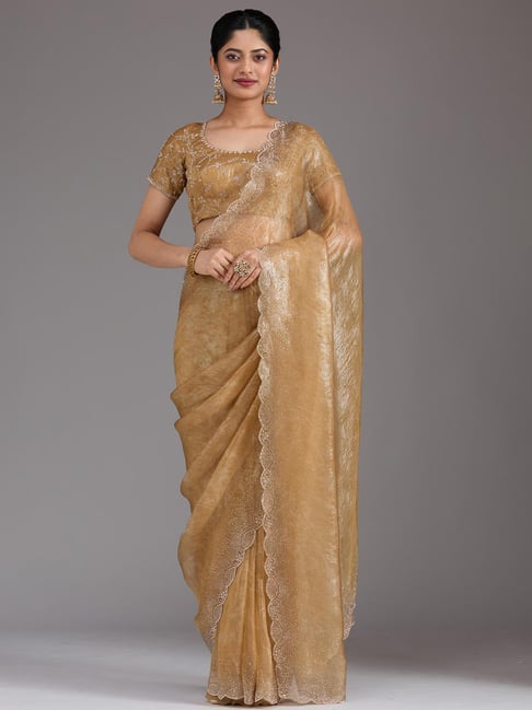 Koskii Gold Stonework Tissue Saree-picture-46