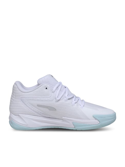 PUMA Men's DAGGER White & Silver Nitro Blue Basketball Shoes
