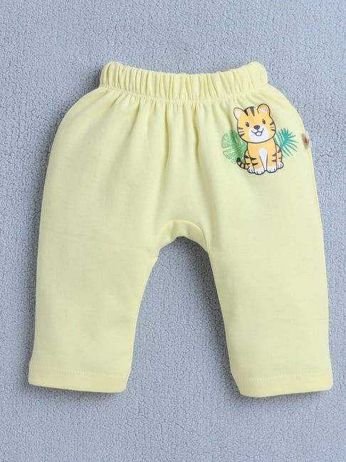 Bumzee Boys Yellow and Sky Blue Cotton Printed Diaper Pants - Pack