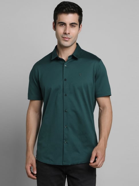 Simon Carter London Green Cotton Slim Fit Shirt-picture-32