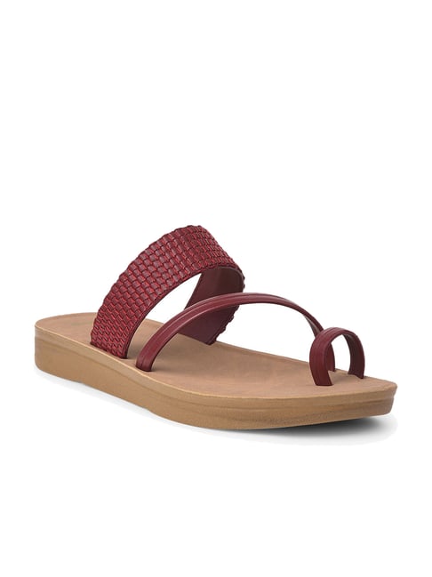 Bata Women's Red Toe Ring Sandals